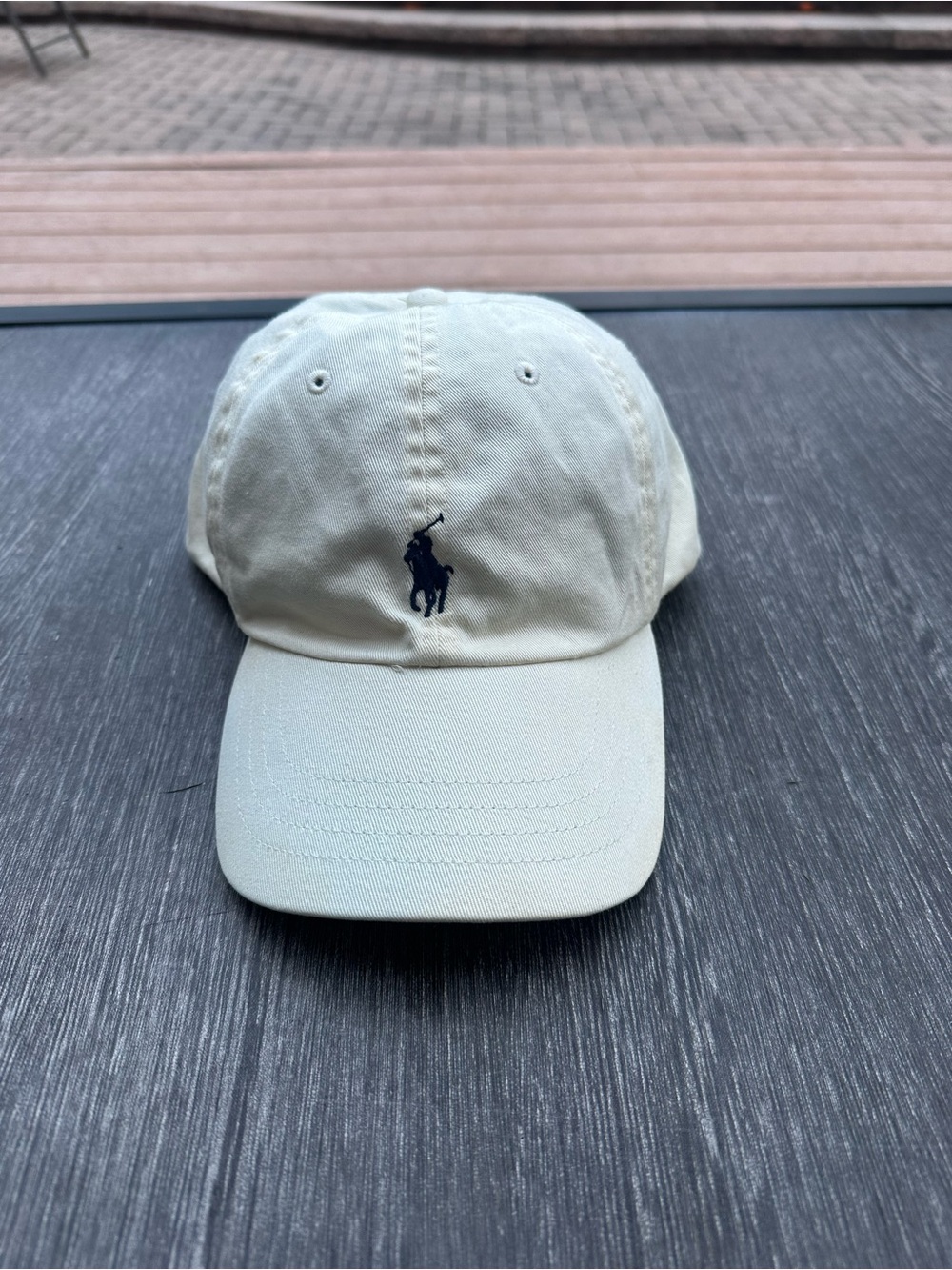 Polo by Ralph Lauren Cream Baseball Cap with Navy Pony